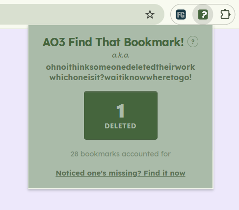 AO3 Find That Bookmark! screenshot